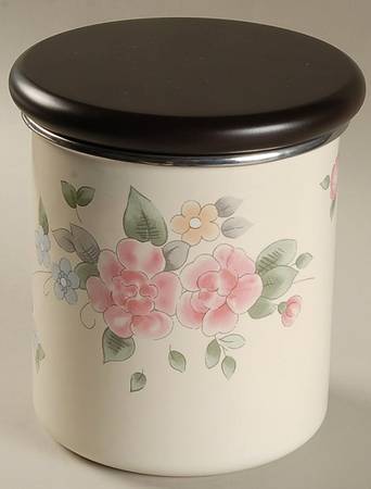 Tea Rose Small Metal Canister & Wood Lid