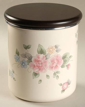 Tea Rose Medium Metal Canister & Wood Lid
