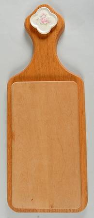 Tea Rose Rectangular Handled Wood Cutting Board