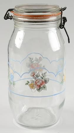 Tea Rose 10" Glassware Canister with Hinged Lid