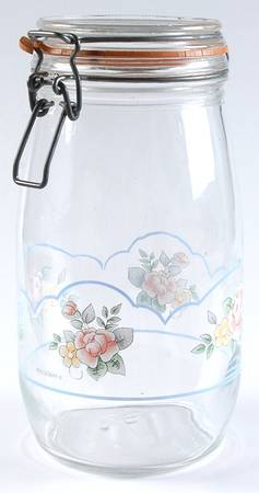 Tea Rose 8" Glassware Canister with Hinged Lid