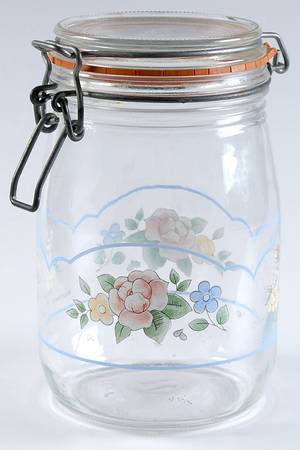 Tea Rose 6" Glassware Canister with Hinged Lid