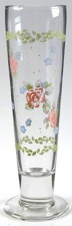 Tea Rose 14 Oz Festive Pilsner Glassware by Pfaltzgraff