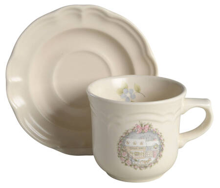 Tea Rose Holiday Flat Cup & Saucer Set by Pfaltzgraff