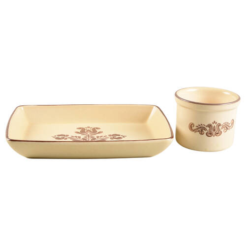 Village (Made in USA) Individual Dipper Set (Bowl and Tray)