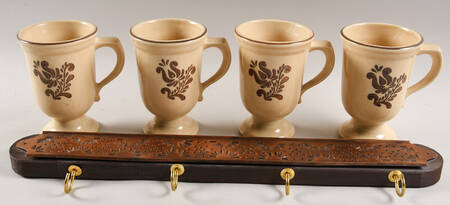 Village (Made in USA) Grandmug Set w/Wood & Copper Rack