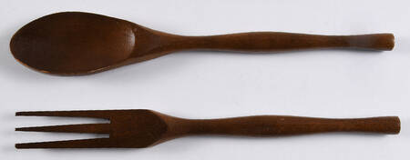 Village (Made in USA) 2-Piece Wood/Ceramic Salad Set