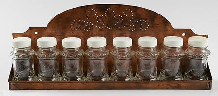Village (Made in USA) Spice Jar Set with Copper Holder