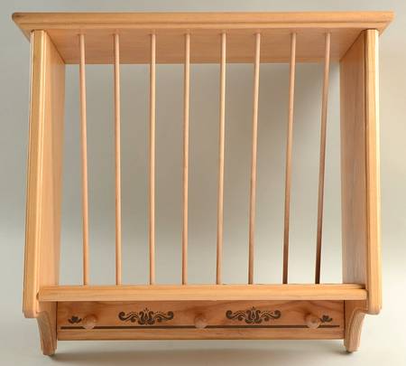 Village (Made in USA) Wood Hanging Plate and Mug Rack