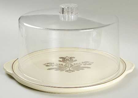 Village (Made in USA) Handled Cake Plate & Plastic Dome