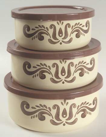 Village (Made in USA) (3 Piece) Metal Bowl W/Plastic Lids (5", 6", 7")
