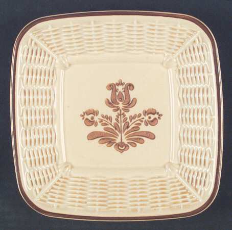 Village (Made in USA) Open Candy Dish with Wicker Trim