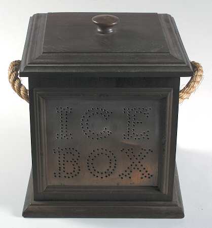 Village (Made in USA) Wood Ice Box & Lid with Rope Handles