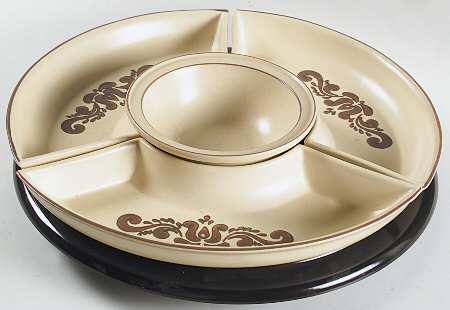 Village (Made in USA) (5 Pc) Lazy Susan (3 Sides,1 Center,1 Plastic Base