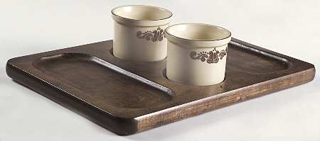 Village (Made in USA) Rectangular Cheese/Cracker with 2 2 Crocks
