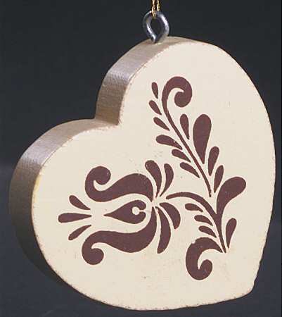 Village (Made in USA) Wood Heart Ornament