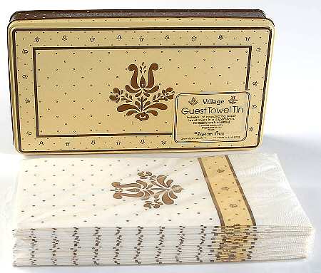 Village (Made in USA) Rectangular Metal Napkin Box W/Paper Napkins