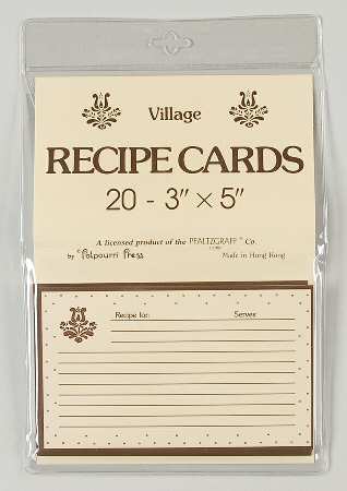Village (Made in USA) (Set of 20) Paper Recipe Cards