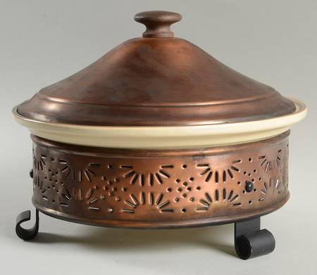 Village (Made in USA) China Casserole with Metal Lid and Stand