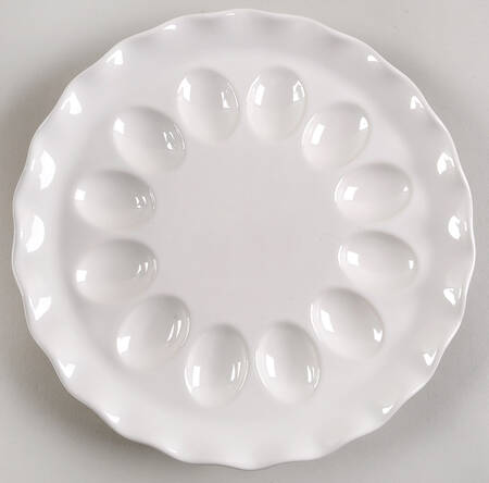 White Fluted Deviled Egg Plate