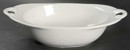 White 11" Nesting Handled Oval Serving Bowl