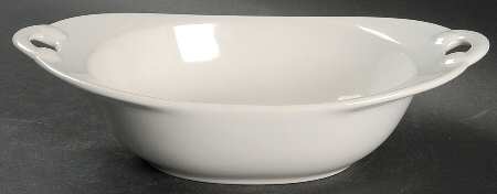 White 9" Nesting Handled Oval  Serving Bowl