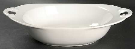 White 13" Nesting Handled Oval Serving Bowl