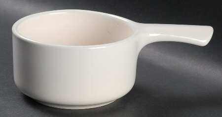 White Round Handled Bowl