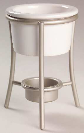 White Butter Warmer with Metal Stand