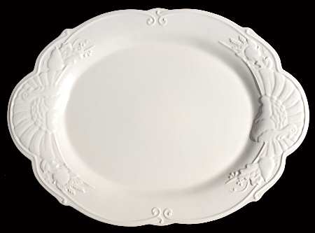 White 18" Oval Turkey Serving Platter