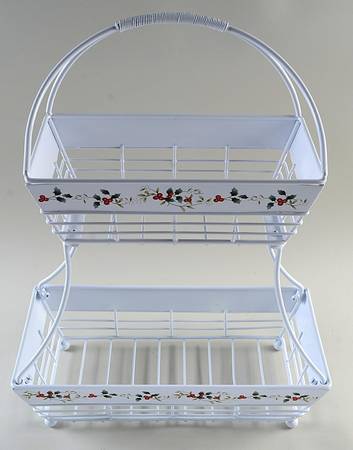 Winterberry 2 Tier Metal Flatback Basket