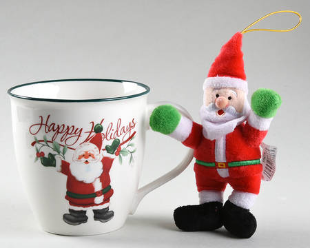 Winterberry Mug & Plush Santa Ornament Set