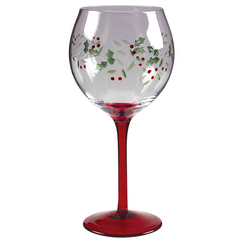 Winterberry 16 Oz Handpainted Goblet Glassware