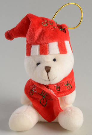 Winterberry Plush White Teddy Bear Ornament