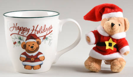Winterberry Mug & Plush Brown Teddy Bear Ornament Set