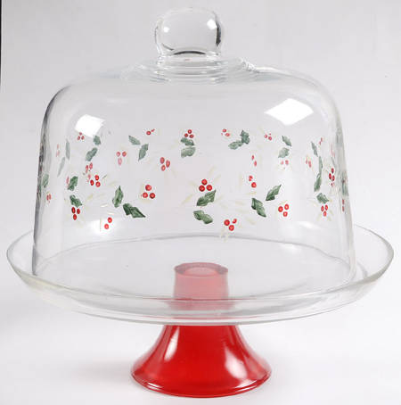 Winterberry Glassware Cake Stand with Dome