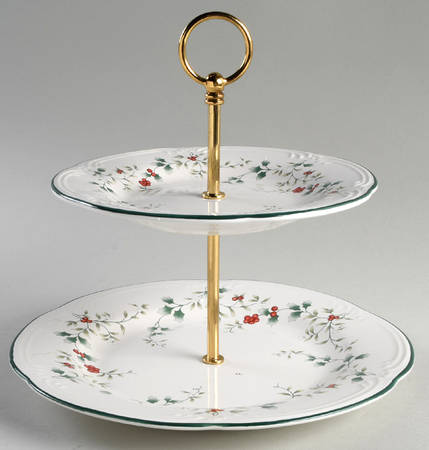 Winterberry 2 Tiered Serving Tray (Dinner & Salad Plate)
