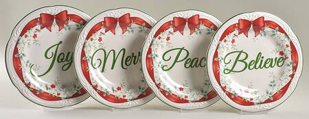 Winterberry Red Ribbon Salad Plate - Set of 4 Motifs
