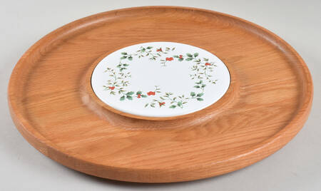 Winterberry Wood Lazy Susan with China Tile