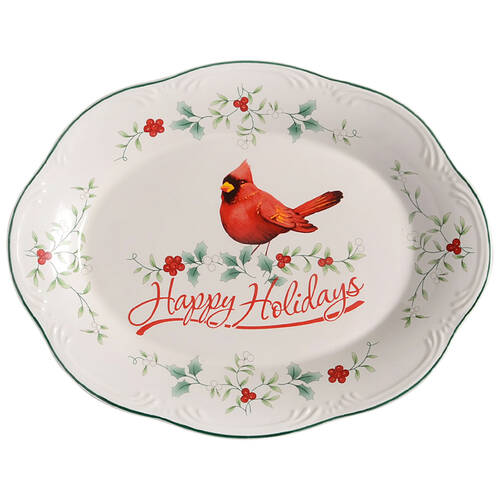 Winterberry Oval Holiday Platter