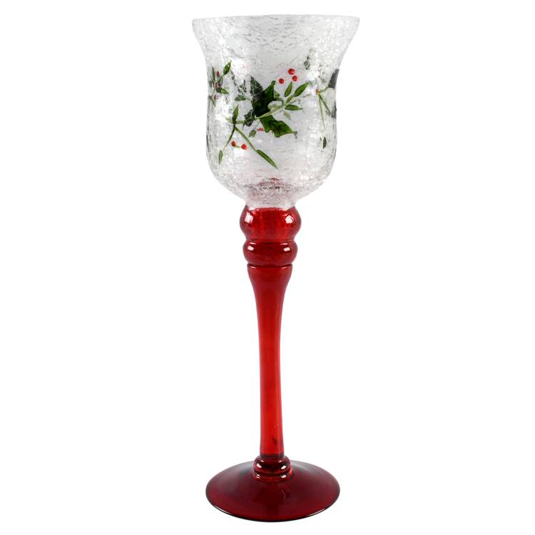 Winterberry 13" Glass Stem Votive Holder