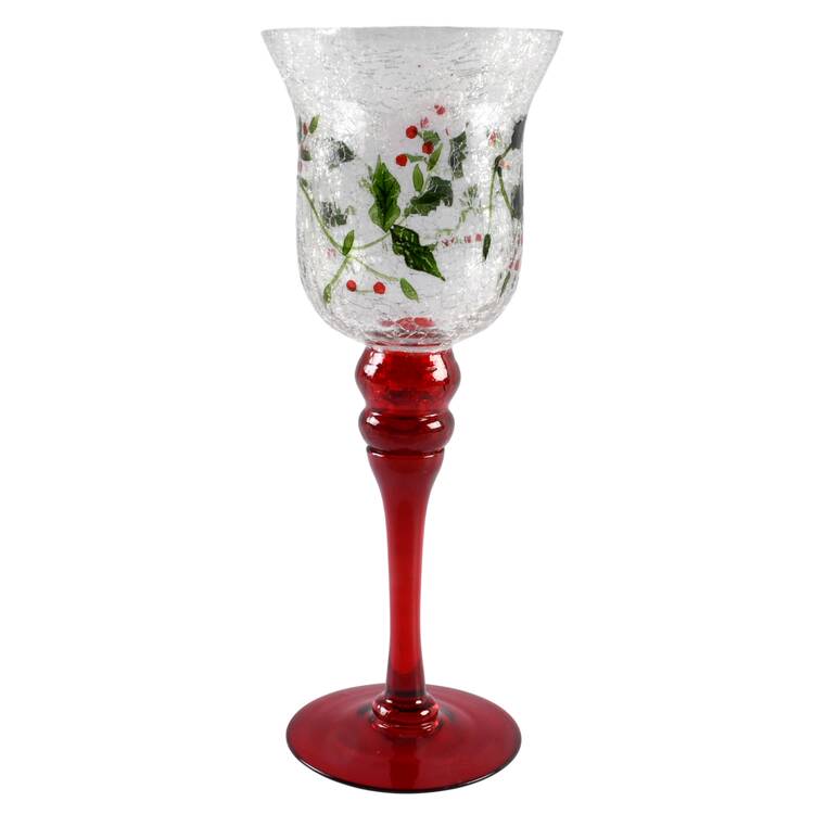 Winterberry 11" Glass Stem Votive Holder