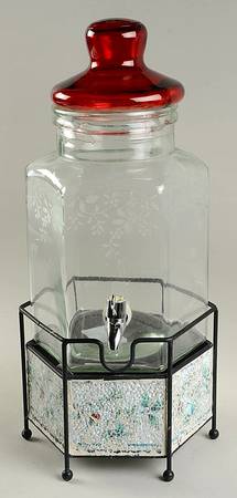 Winterberry Beverage Dispenser & Lid w/Metal Stand