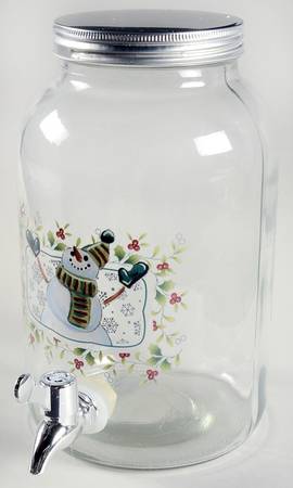 Winterberry Glasware Beverage Server with Metal Lid