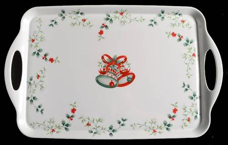 Winterberry 19" Rectangular Handled Serving Melamine Tray