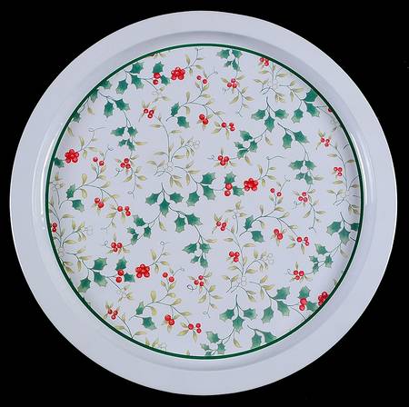 Winterberry 13" Metal Round Tray