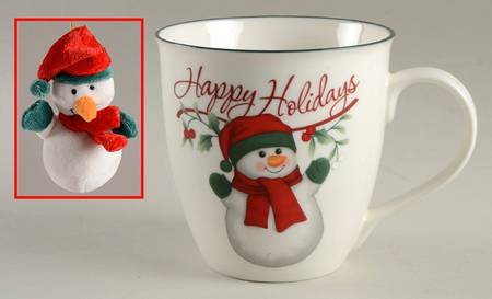 Winterberry Mug & Plush Snowman Ornament Set