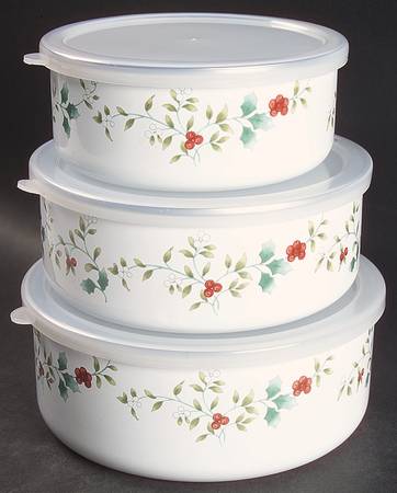 Winterberry 3 Pc Metal Bowl W/Plastclid (5 3/4",6 5/8",7 1/4")