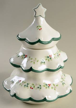 Winterberry Tree Shape Cookie Jar & Lid