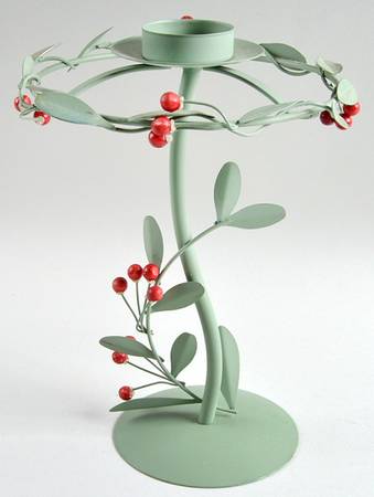 Winterberry 8" Metal Single Light Candlestick